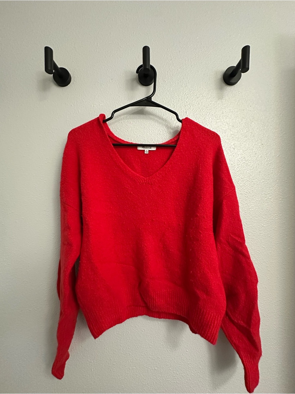 Madewell Bright Red V-Neck Sweater